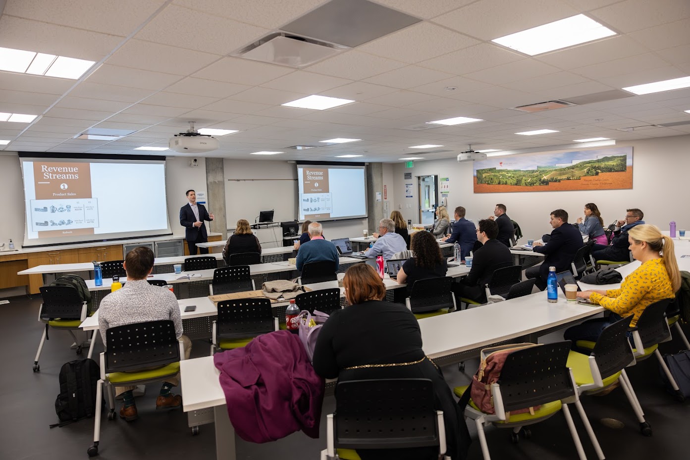 Students in a classroom attending a presentation